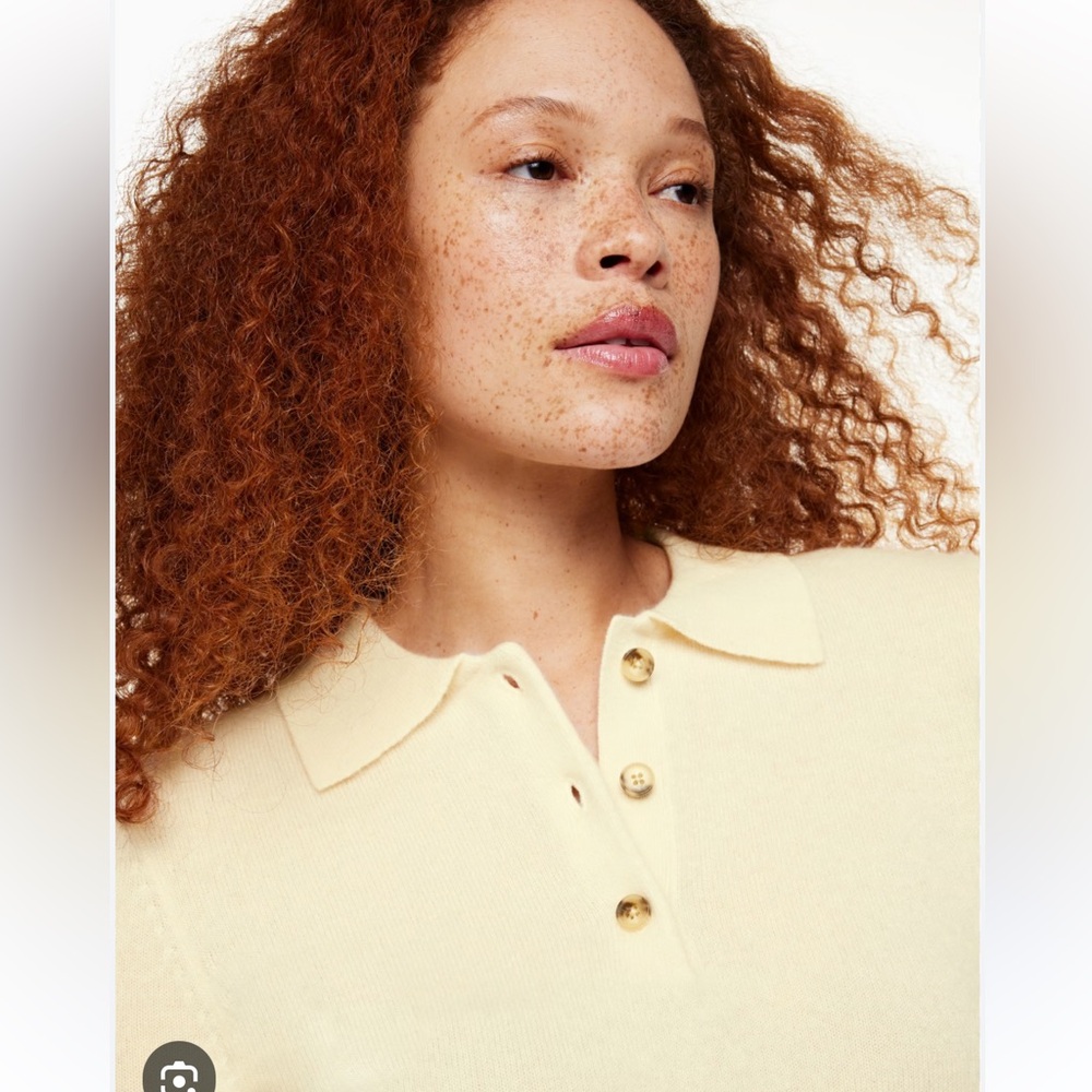 Aritzia Cashmere Collared Sweater in Cream